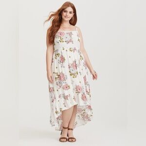 NWOT TORRID Ivory Floral Gauze Maxi Dress Hippy Garden 1X